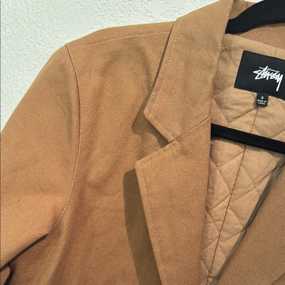 Stussy Women's Cotton Tan Blazer Jacket size S - Picture 6 of 11